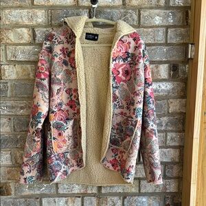 Love bug Cream and Pink Teddy Jacket Cozy and Stylish